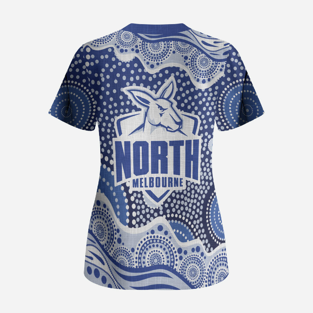 North Melbourne Kangaroos Scrub Top Aboriginal Dot Pattern - Football Mascot Heritage Pride