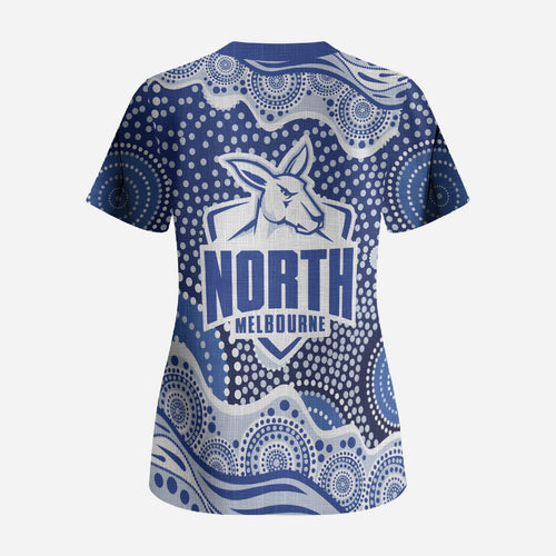 North Melbourne Kangaroos Scrub Top Aboriginal Dot Pattern - Football Mascot Heritage Pride