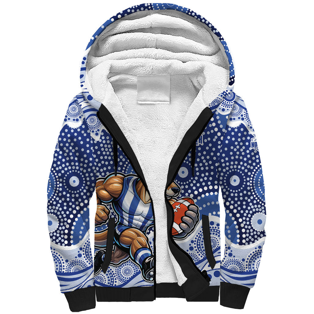 North Melbourne Kangaroos Sherpa Hoodie Aboriginal Dot Pattern - Football Mascot Heritage Pride