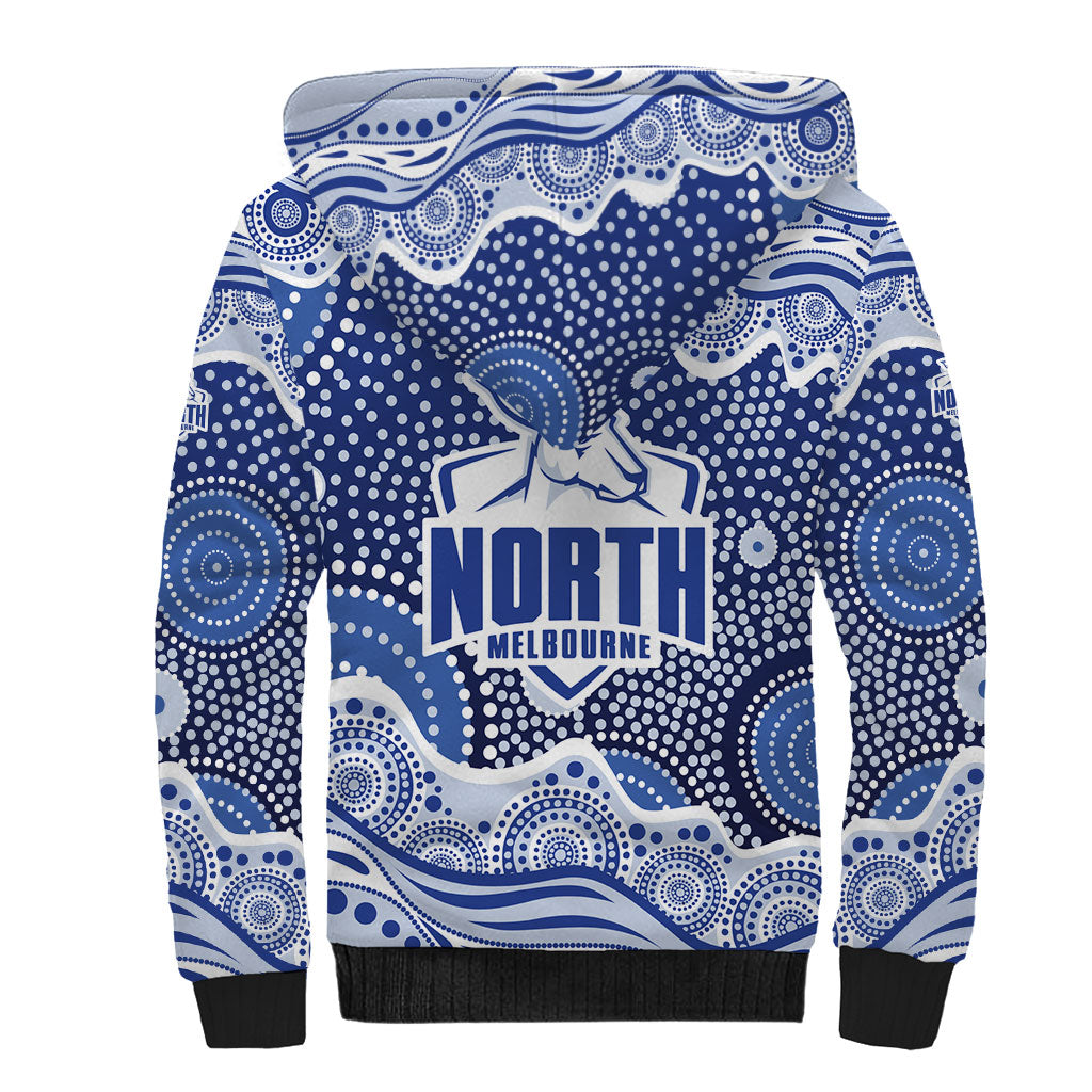 North Melbourne Kangaroos Sherpa Hoodie Aboriginal Dot Pattern - Football Mascot Heritage Pride