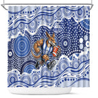 North Melbourne Kangaroos Shower Curtain Aboriginal Dot Pattern - Football Mascot Heritage Pride
