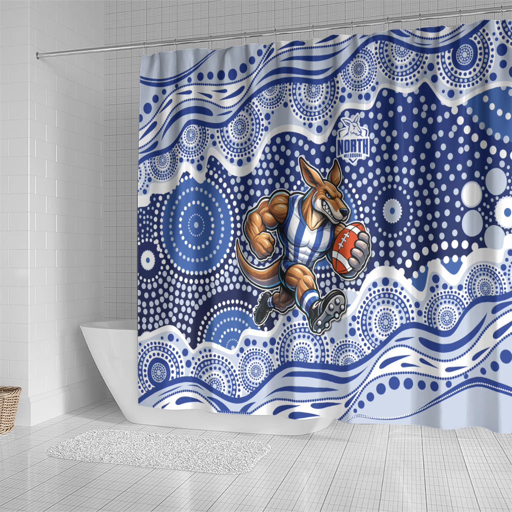 North Melbourne Kangaroos Shower Curtain Aboriginal Dot Pattern - Football Mascot Heritage Pride