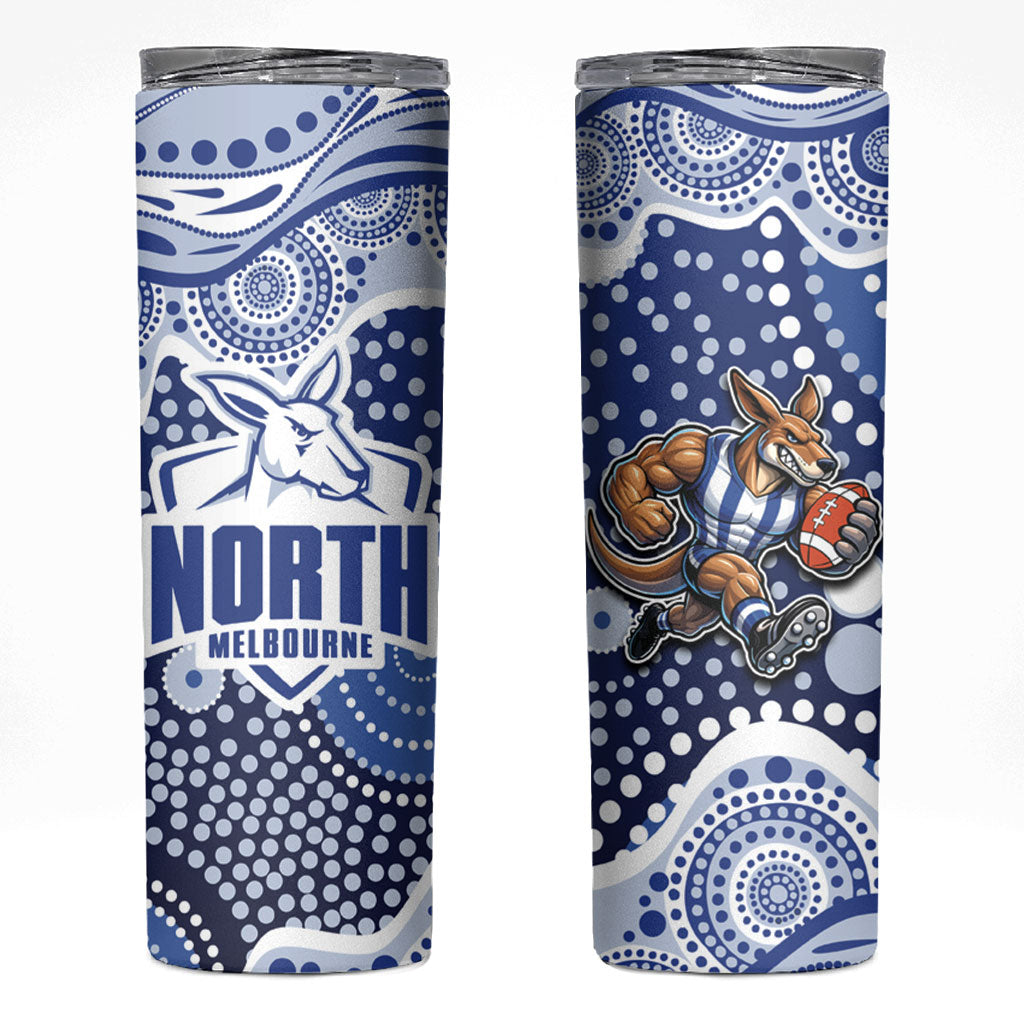 North Melbourne Kangaroos Skinny Tumbler Aboriginal Dot Pattern - Football Mascot Heritage Pride