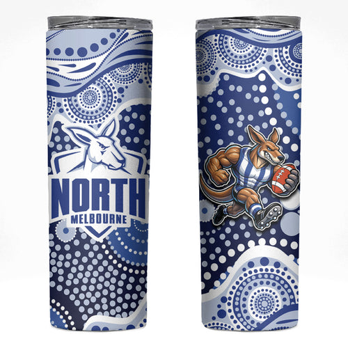 North Melbourne Kangaroos Skinny Tumbler Aboriginal Dot Pattern - Football Mascot Heritage Pride