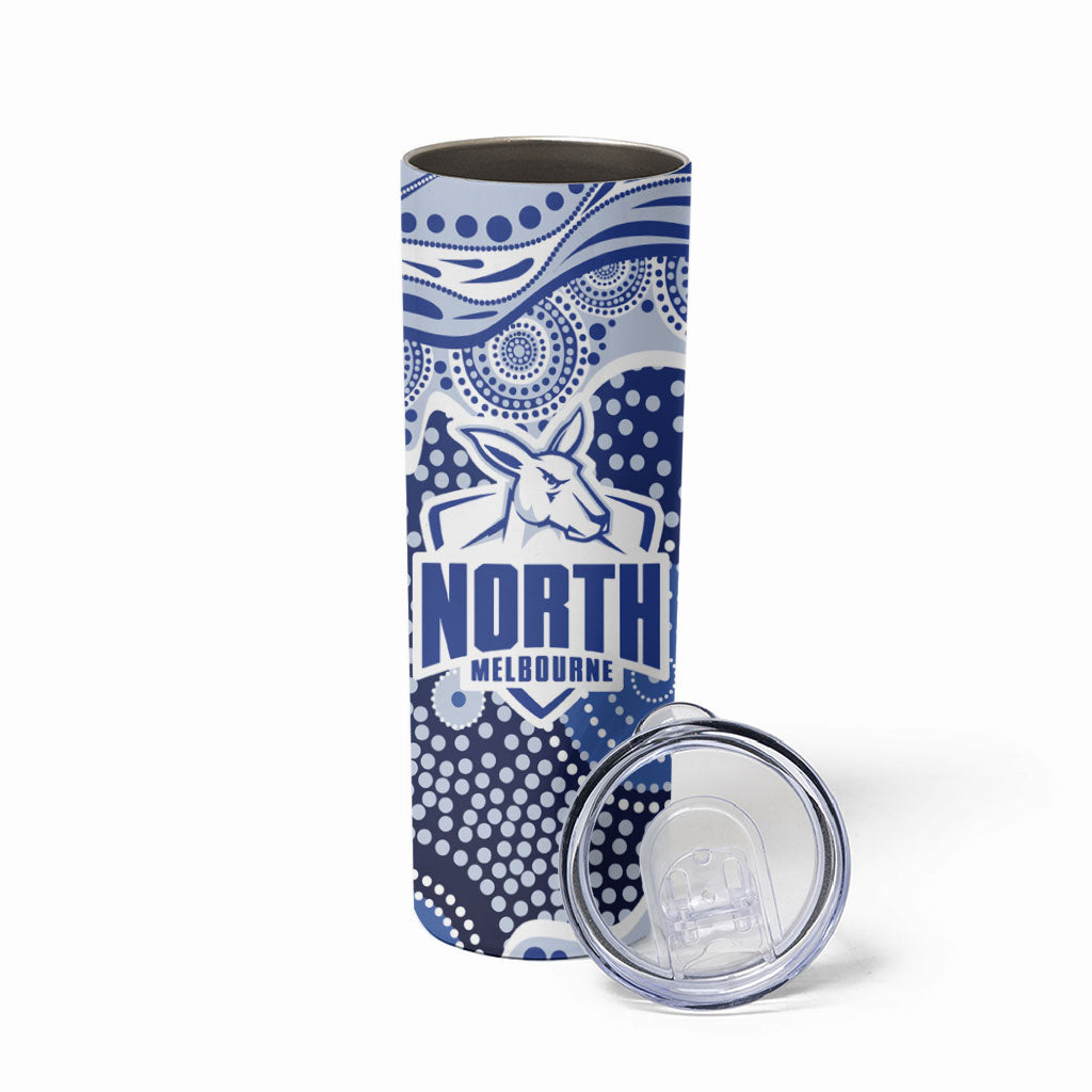 North Melbourne Kangaroos Skinny Tumbler Aboriginal Dot Pattern - Football Mascot Heritage Pride