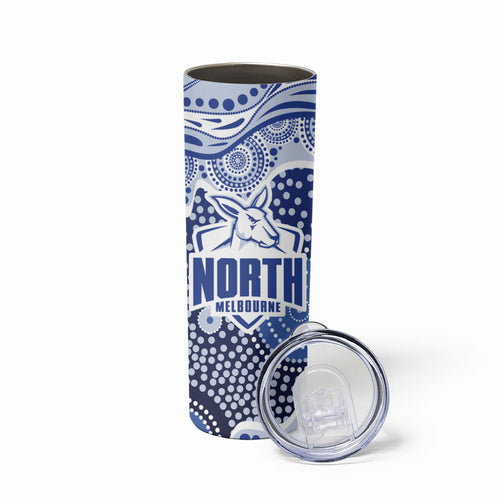 North Melbourne Kangaroos Skinny Tumbler Aboriginal Dot Pattern - Football Mascot Heritage Pride