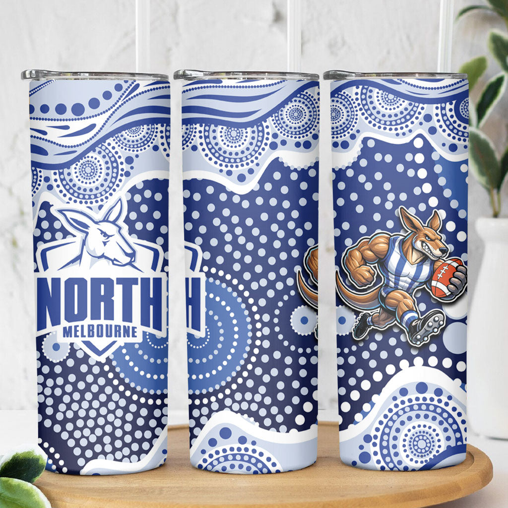 North Melbourne Kangaroos Skinny Tumbler Aboriginal Dot Pattern - Football Mascot Heritage Pride