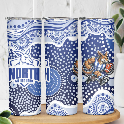 North Melbourne Kangaroos Skinny Tumbler Aboriginal Dot Pattern - Football Mascot Heritage Pride