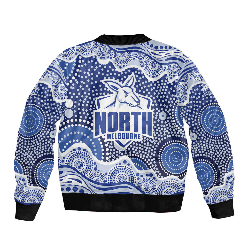 North Melbourne Kangaroos Sleeve Zip Bomber Jacket Aboriginal Dot Pattern - Football Mascot Heritage Pride