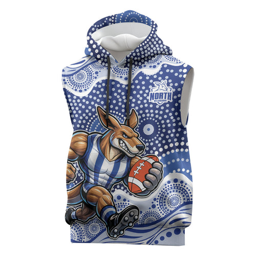North Melbourne Kangaroos Sleeveless Hoodie Aboriginal Dot Pattern - Football Mascot Heritage Pride
