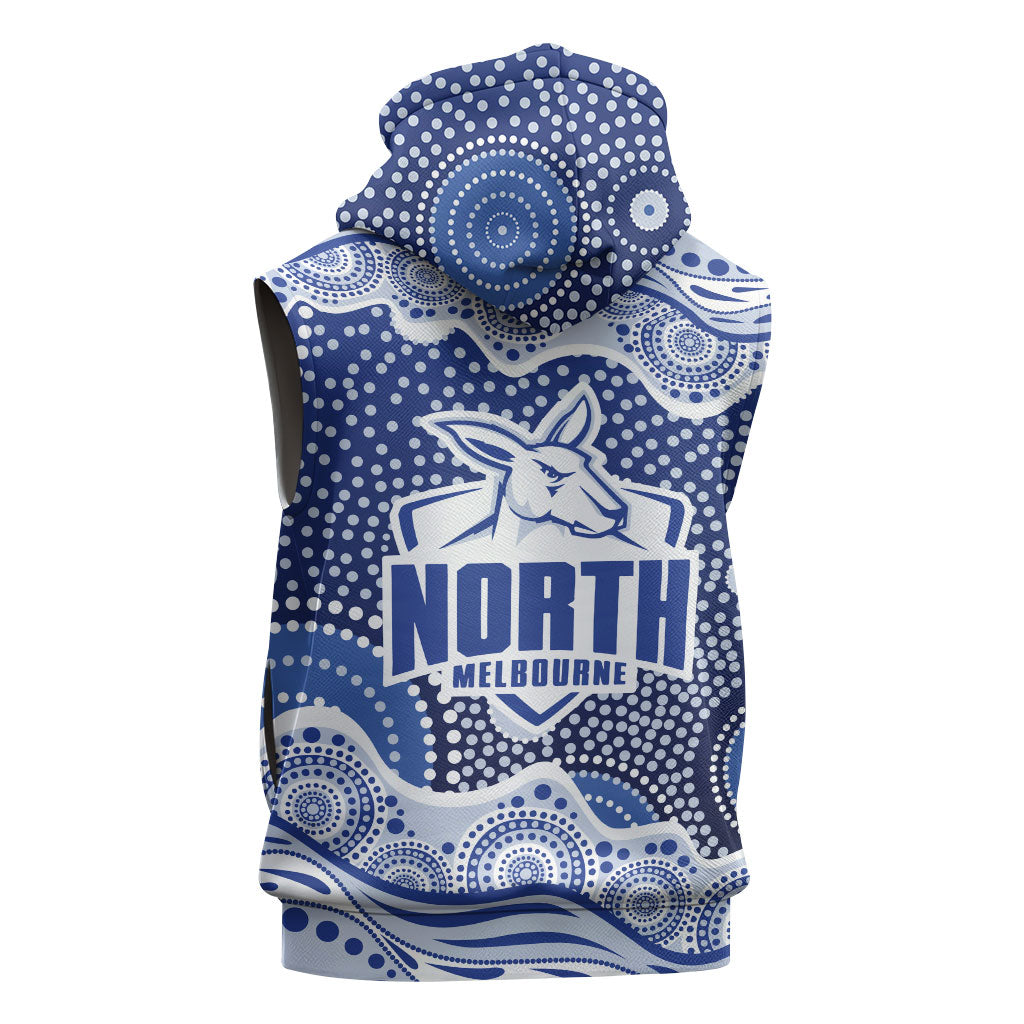 North Melbourne Kangaroos Sleeveless Hoodie Aboriginal Dot Pattern - Football Mascot Heritage Pride
