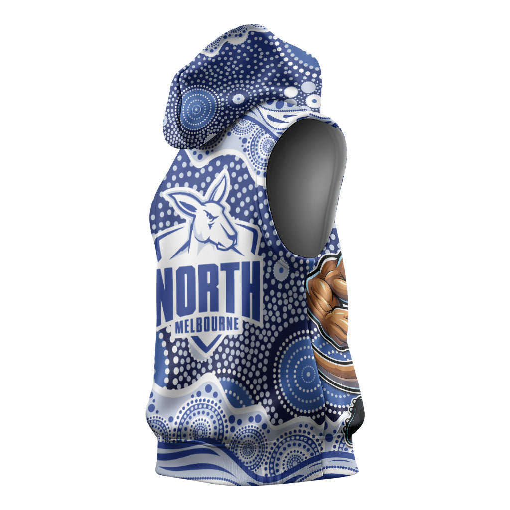 North Melbourne Kangaroos Sleeveless Hoodie Aboriginal Dot Pattern - Football Mascot Heritage Pride