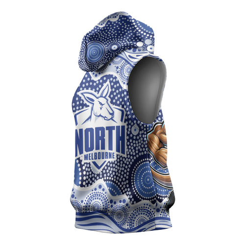 North Melbourne Kangaroos Sleeveless Hoodie Aboriginal Dot Pattern - Football Mascot Heritage Pride