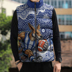 North Melbourne Kangaroos Sleeveless Puffer Jacket Aboriginal Dot Pattern - Football Mascot Heritage Pride