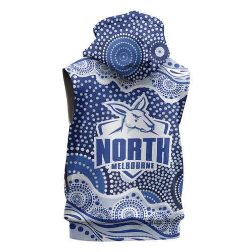 North Melbourne Kangaroos Sleeveless Zip Hoodie Aboriginal Dot Pattern - Football Mascot Heritage Pride