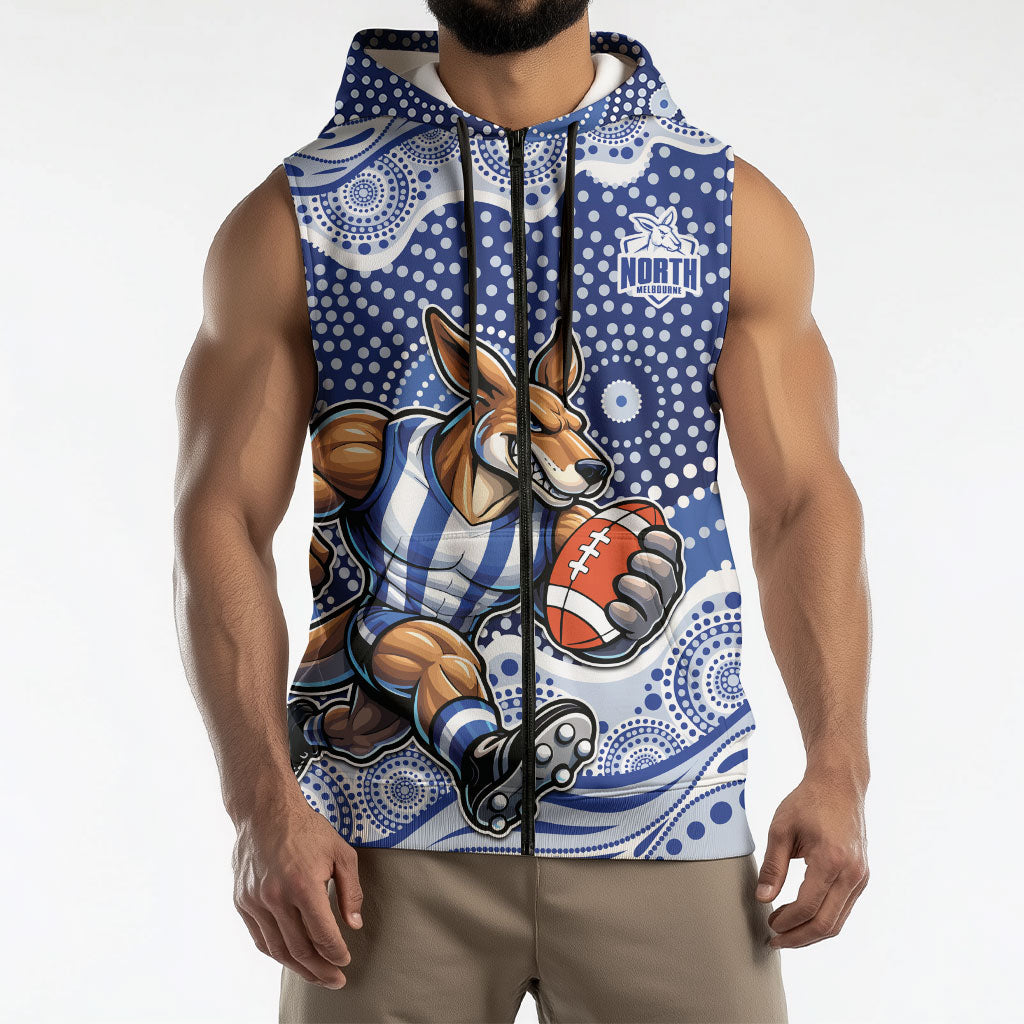 North Melbourne Kangaroos Sleeveless Zip Hoodie Aboriginal Dot Pattern - Football Mascot Heritage Pride