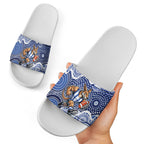 North Melbourne Kangaroos Slide Sandals Aboriginal Dot Pattern - Football Mascot Heritage Pride