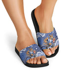 North Melbourne Kangaroos Slide Sandals Aboriginal Dot Pattern - Football Mascot Heritage Pride