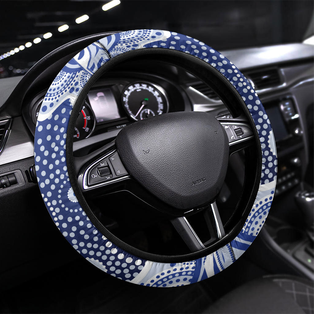 North Melbourne Kangaroos Steering Wheel Cover Aboriginal Dot Pattern - Football Mascot Heritage Pride
