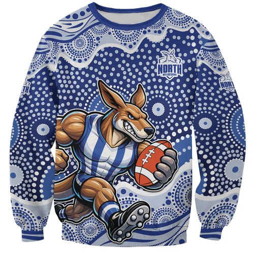 North Melbourne Kangaroos Sweatshirt Aboriginal Dot Pattern - Football Mascot Heritage Pride