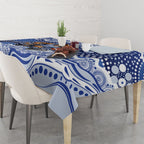 North Melbourne Kangaroos Tablecloth Aboriginal Dot Pattern - Football Mascot Heritage Pride