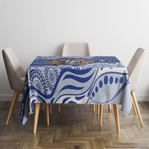North Melbourne Kangaroos Tablecloth Aboriginal Dot Pattern - Football Mascot Heritage Pride