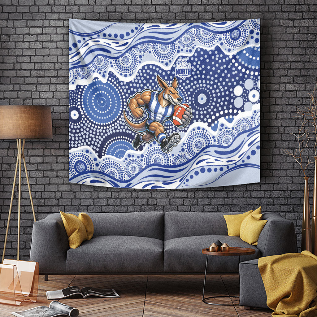 North Melbourne Kangaroos Tapestry Aboriginal Dot Pattern - Football Mascot Heritage Pride