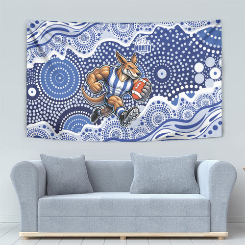 North Melbourne Kangaroos Tapestry Aboriginal Dot Pattern - Football Mascot Heritage Pride