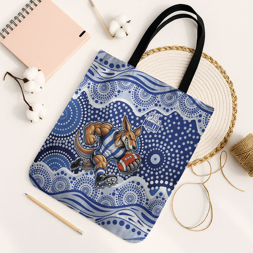 North Melbourne Kangaroos Tote Bag Aboriginal Dot Pattern - Football Mascot Heritage Pride