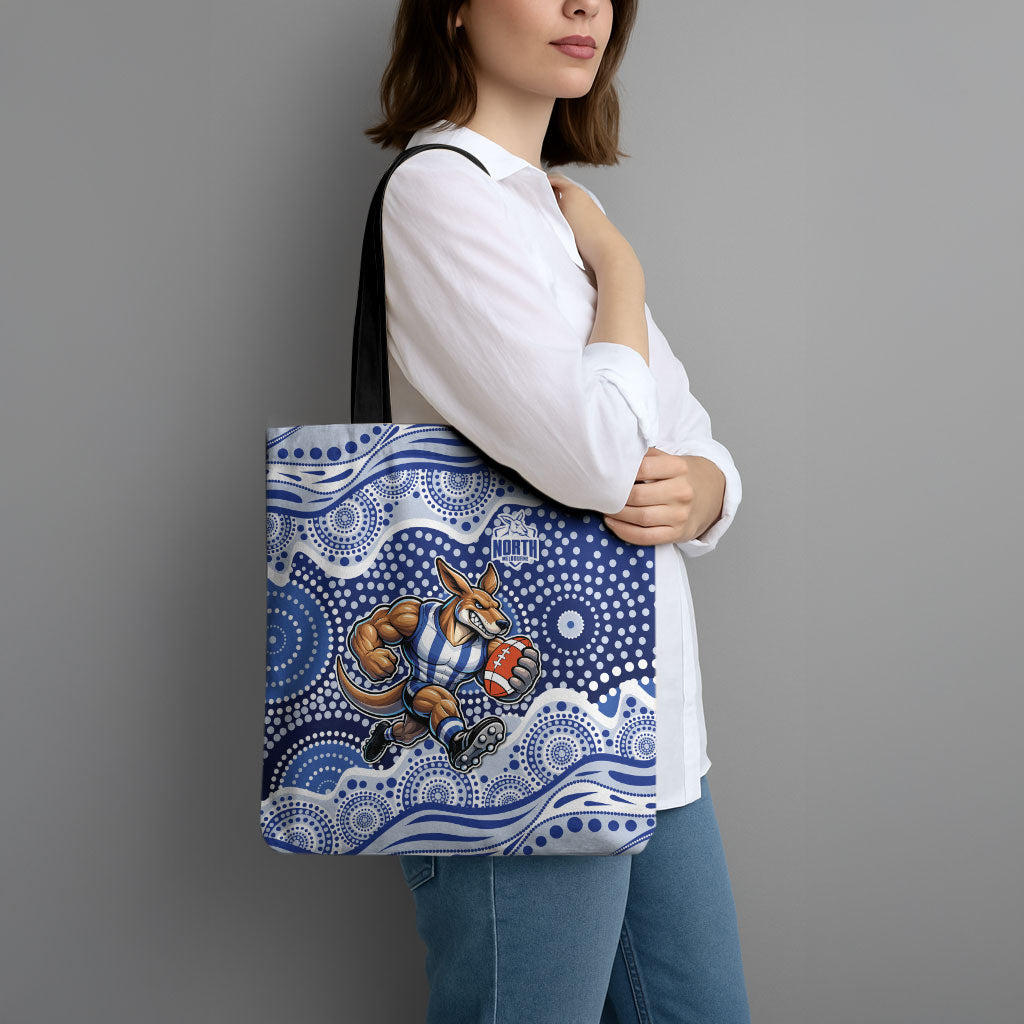 North Melbourne Kangaroos Tote Bag Aboriginal Dot Pattern - Football Mascot Heritage Pride