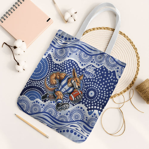 North Melbourne Kangaroos Tote Bag Aboriginal Dot Pattern - Football Mascot Heritage Pride