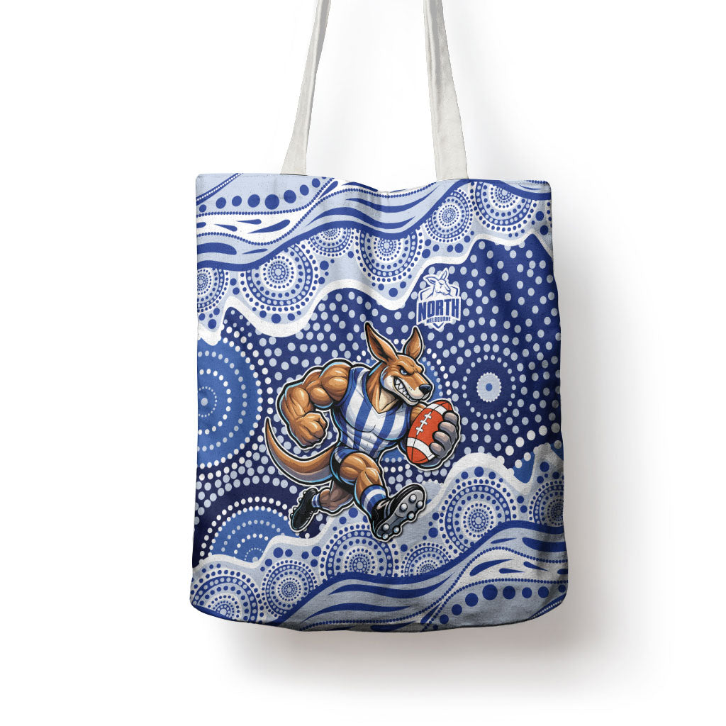 North Melbourne Kangaroos Tote Bag Aboriginal Dot Pattern - Football Mascot Heritage Pride