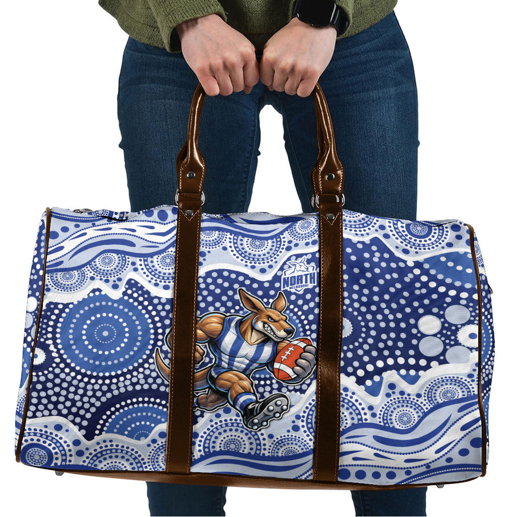 North Melbourne Kangaroos Travel Bag Aboriginal Dot Pattern - Football Mascot Heritage Pride