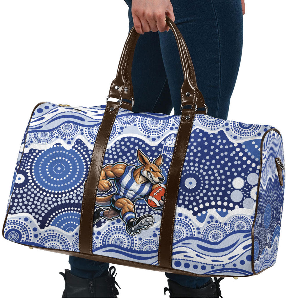 North Melbourne Kangaroos Travel Bag Aboriginal Dot Pattern - Football Mascot Heritage Pride