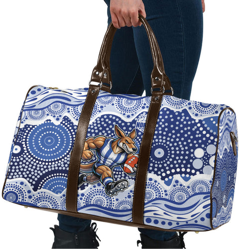 North Melbourne Kangaroos Travel Bag Aboriginal Dot Pattern - Football Mascot Heritage Pride