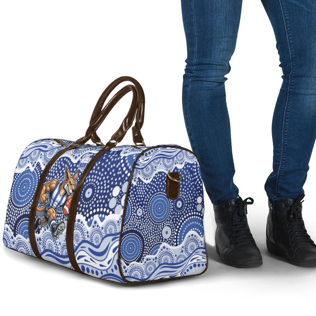 North Melbourne Kangaroos Travel Bag Aboriginal Dot Pattern - Football Mascot Heritage Pride