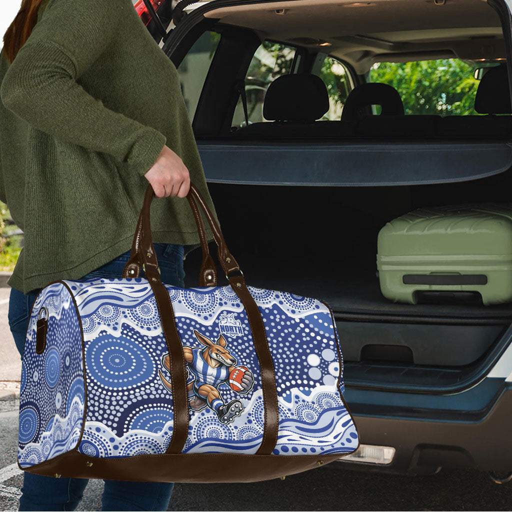 North Melbourne Kangaroos Travel Bag Aboriginal Dot Pattern - Football Mascot Heritage Pride