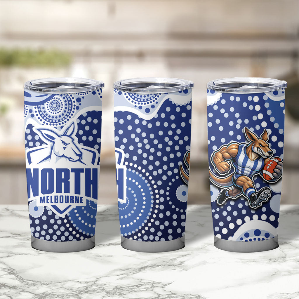 North Melbourne Kangaroos Tumbler Cup Aboriginal Dot Pattern - Football Mascot Heritage Pride