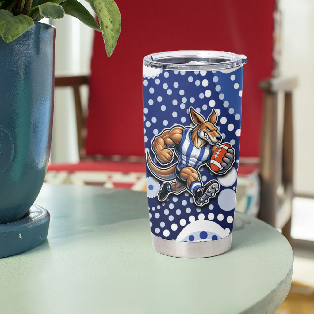 North Melbourne Kangaroos Tumbler Cup Aboriginal Dot Pattern - Football Mascot Heritage Pride