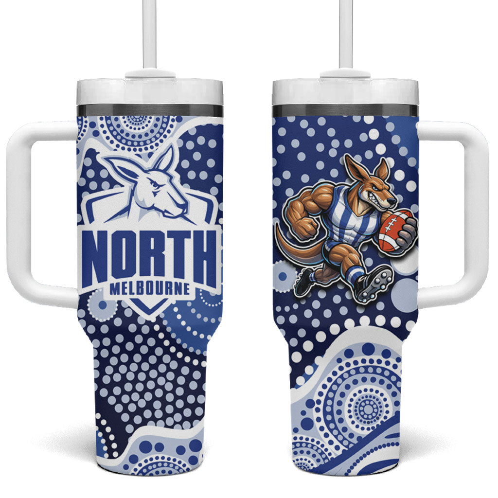 North Melbourne Kangaroos Tumbler With Handle Aboriginal Dot Pattern - Football Mascot Heritage Pride