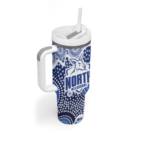 North Melbourne Kangaroos Tumbler With Handle Aboriginal Dot Pattern - Football Mascot Heritage Pride