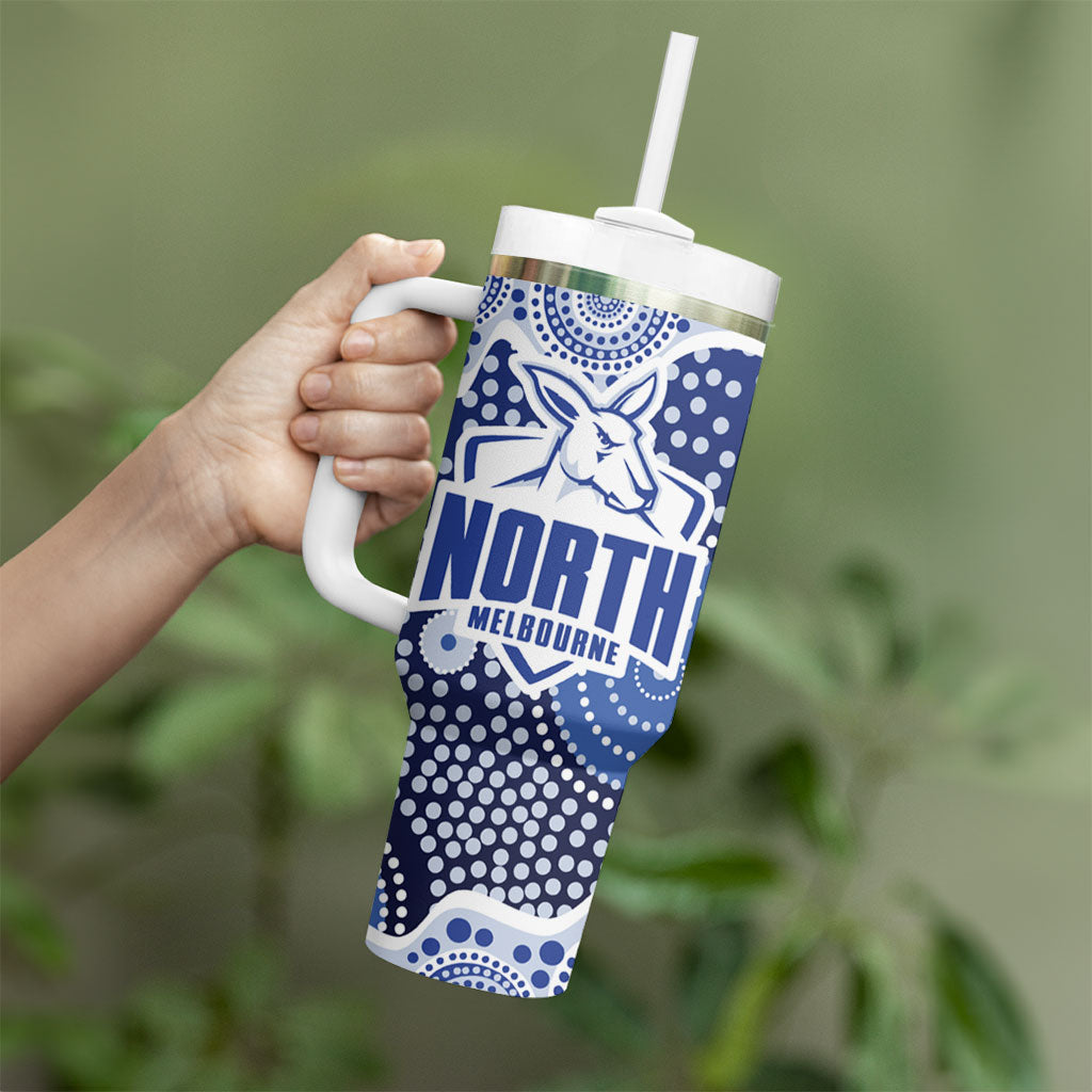 North Melbourne Kangaroos Tumbler With Handle Aboriginal Dot Pattern - Football Mascot Heritage Pride