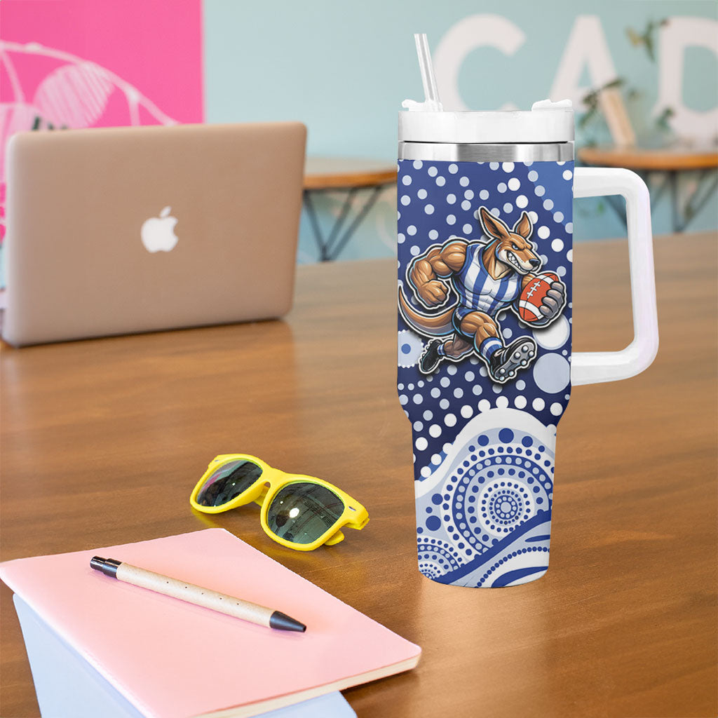 North Melbourne Kangaroos Tumbler With Handle Aboriginal Dot Pattern - Football Mascot Heritage Pride