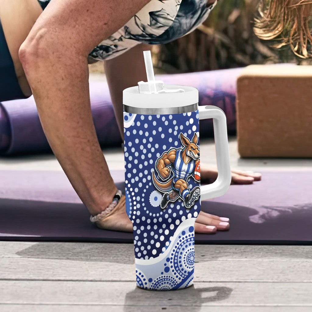North Melbourne Kangaroos Tumbler With Handle Aboriginal Dot Pattern - Football Mascot Heritage Pride
