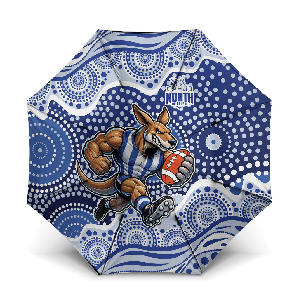North Melbourne Kangaroos Umbrella Aboriginal Dot Pattern - Football Mascot Heritage Pride