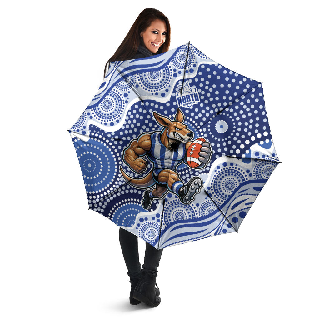 North Melbourne Kangaroos Umbrella Aboriginal Dot Pattern - Football Mascot Heritage Pride