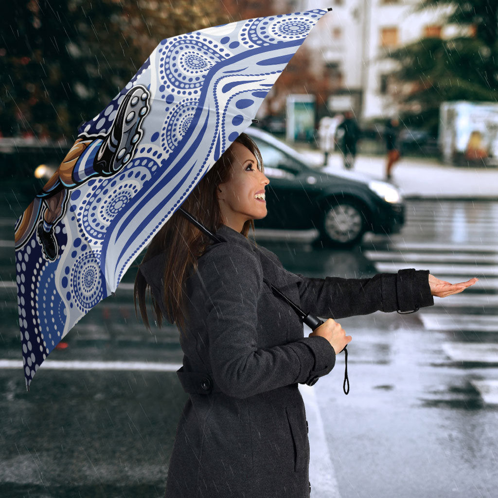 North Melbourne Kangaroos Umbrella Aboriginal Dot Pattern - Football Mascot Heritage Pride