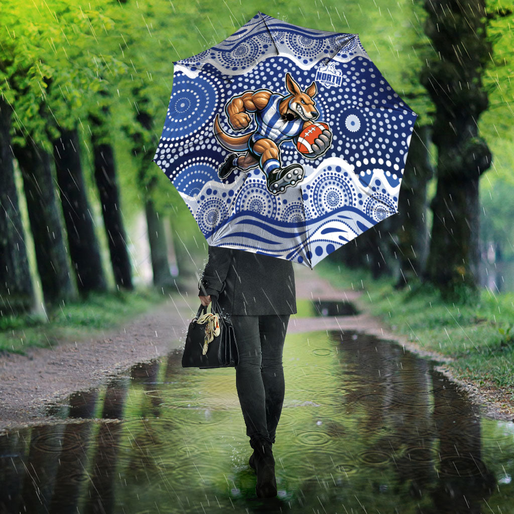 North Melbourne Kangaroos Umbrella Aboriginal Dot Pattern - Football Mascot Heritage Pride
