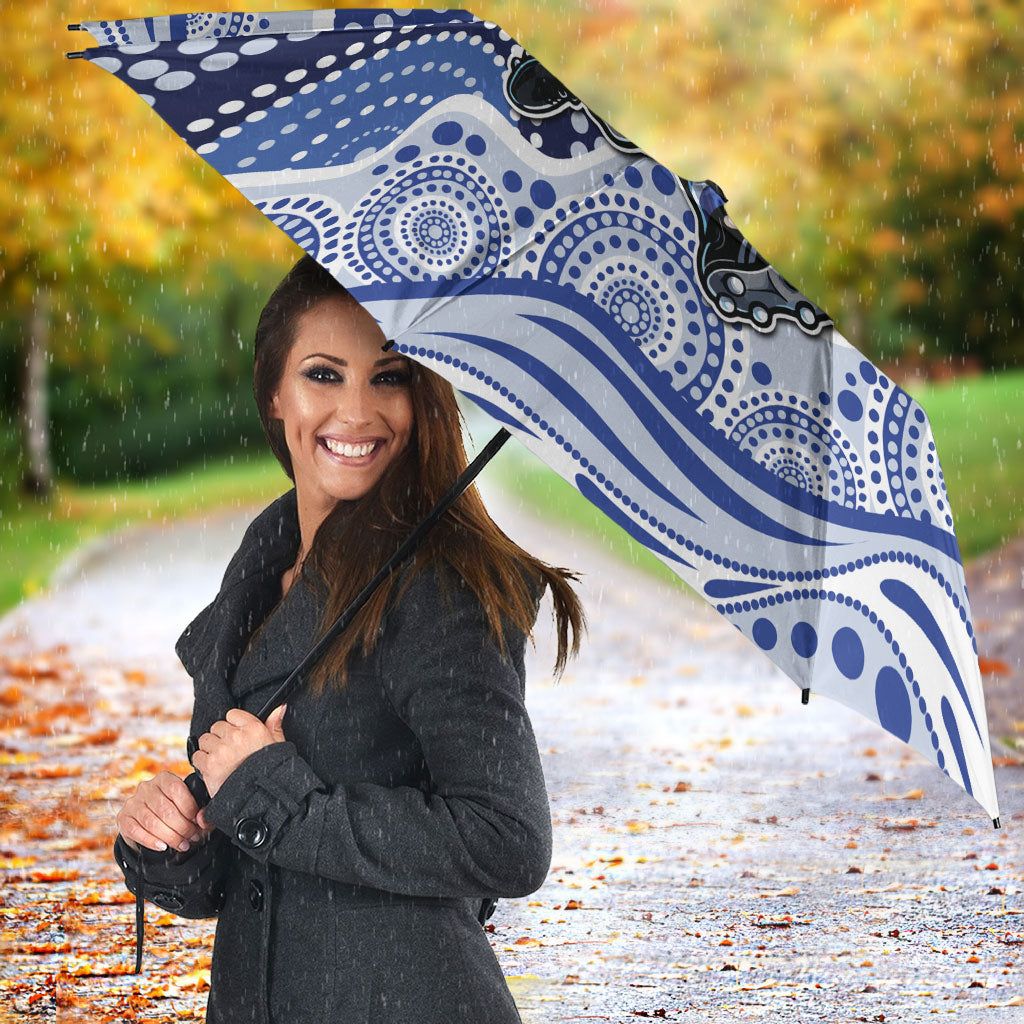North Melbourne Kangaroos Umbrella Aboriginal Dot Pattern - Football Mascot Heritage Pride