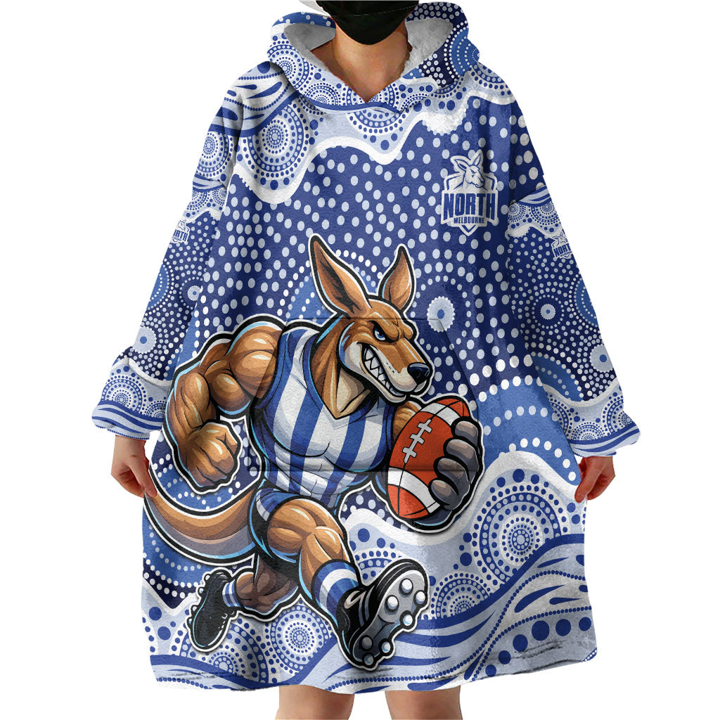 North Melbourne Kangaroos Wearable Blanket Hoodie Aboriginal Dot Pattern - Football Mascot Heritage Pride